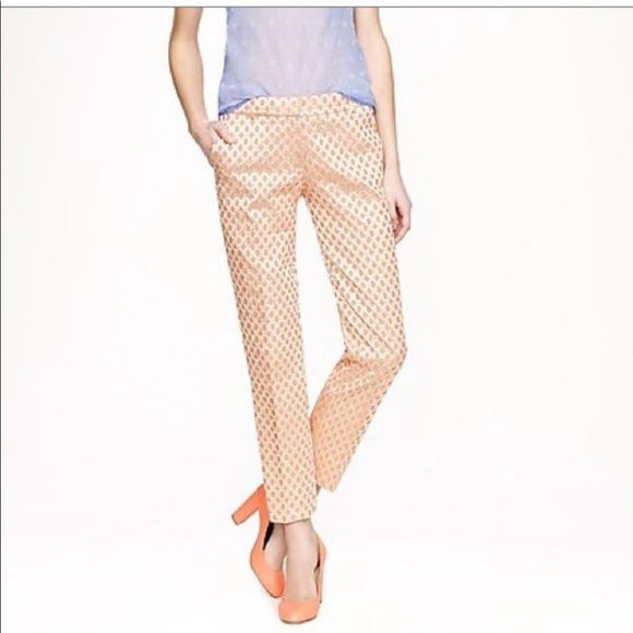 J CREW GILDED DOT CORAL GOLD PANTS - Picture 1 of 7